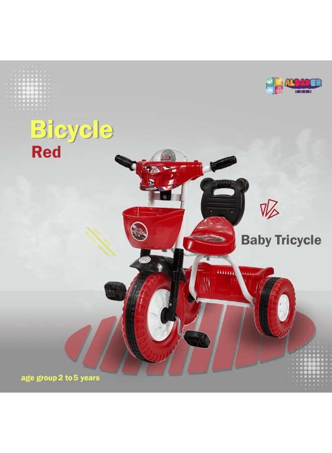 البدر دراجة توازن للأطفال من البدر، دراجة ثلاثية العجلات للأطفال بموسيقى وأضواء مع مقعد واحد وسلة، لون أحمر، لعمر 2-5 سنوات - Image 2